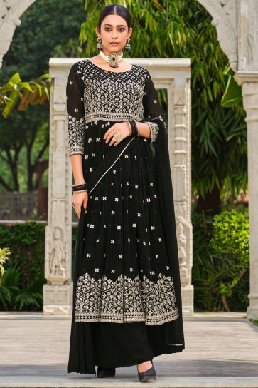 Black Color Georgette Awesome Readymade Palazzo Suit