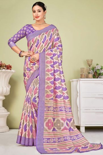 Printed Multi Color Art Silk Fabric Daily Wear Saree