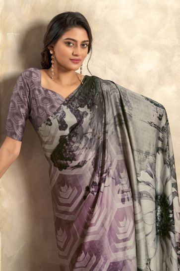 Printed Alluring Multi Color Satin Silk Saree