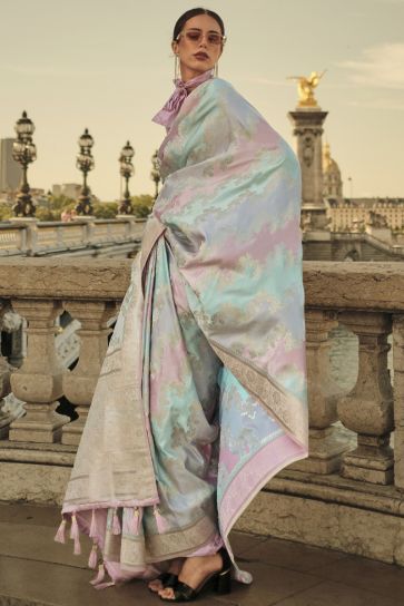 Multi Color Art Silk Saree For Wedding Function