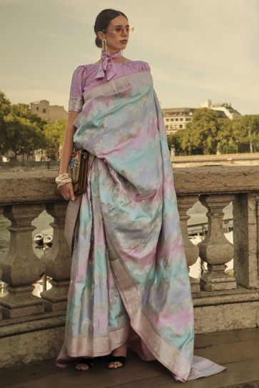 Multi Color Art Silk Saree For Wedding Function