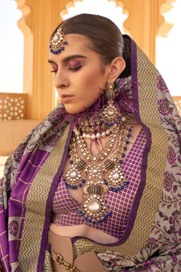 Art Silk Fabric Function Wear Luxurious Saree In Purple Color