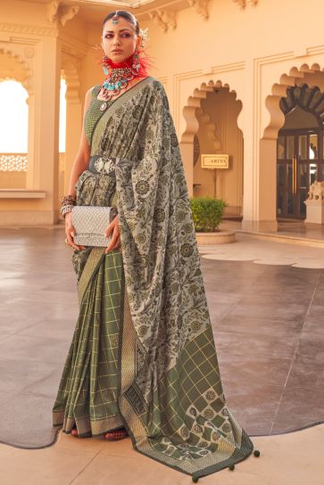 Function Wear Art Silk Fabric Green Color Magnificent Saree