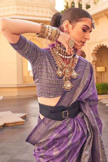 Purple Color Function Wear Art Silk Fabric Charismatic Saree