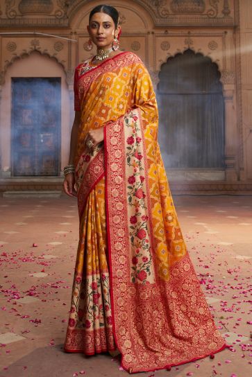 Mustard Color Gorgeous Weaving Designs Art Silk Saree