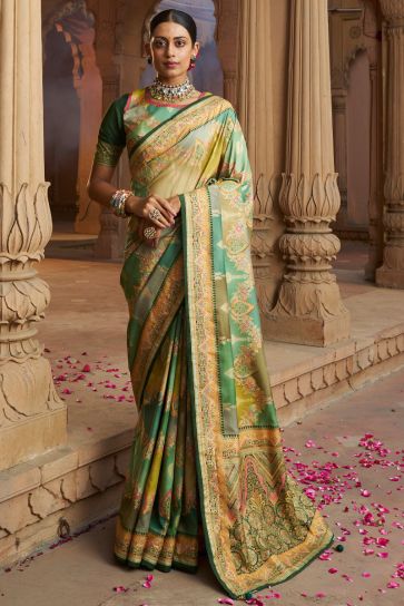 Sea Green Color Glorious Weaving Designs Art Silk Saree