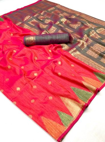 Creative Handloom Weaving Pink Color Art Silk Saree