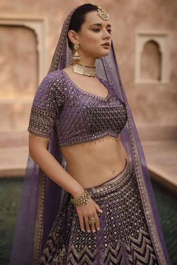 Wedding Wear Stitched Beautiful Purple Lehenga Choli With Sequins Work, 2.5  Mtr at Rs 999 in Surat