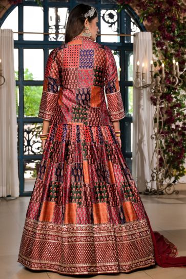 Printed Occasion Wear Readymade Lehenga Choli In Multi Color Satin Fabric