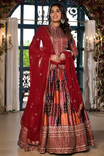 Buy online Red Coloured Flared Lehenga With Mirror Work from ethnic wear  for Women by Anara for ₹1499 at 65% off | 2024 Limeroad.com