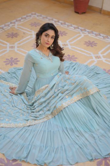 Buy Indian Virasat Sky Blue Jasmin Dress online