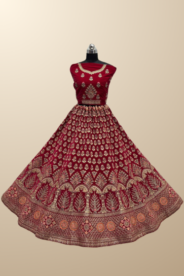 Farshi Lehenga Kameez Deep Red Bridal Dress Pakistani – Nameera by Farooq