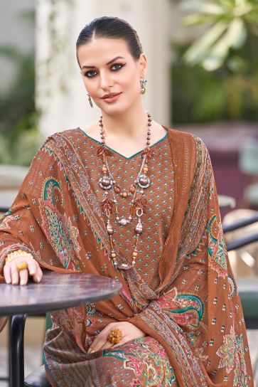 Fancy Fabric Festival Wear Lovely Salwar Suit In Rust Color