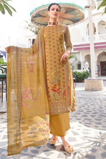 Mustard Color Fancy Fabric Alluring Festival Wear Salwar Suit