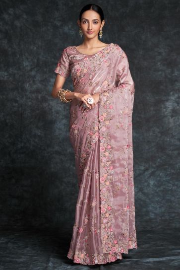 Pink Color Wedding Wear Classic Saree