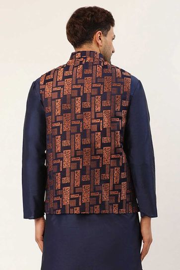 Aristocratic Function Wear Rust Color Art Silk Fabric Jacket