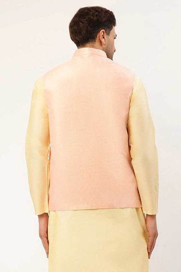 Trendy Function Wear Pink Color Art Silk Fabric Jacket