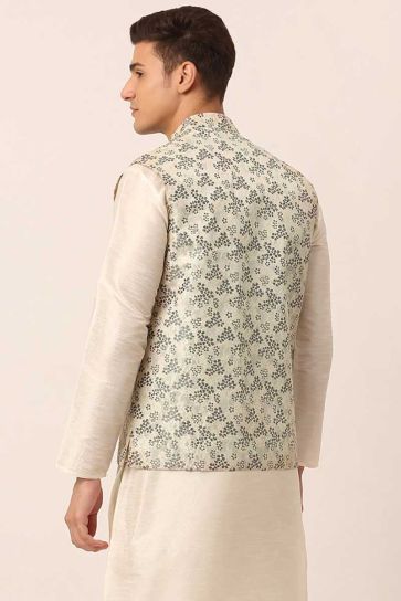 Grey Color Elegant Function Wear Jacket In Art Silk Fabric