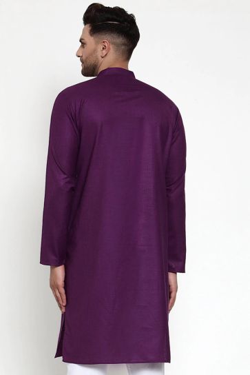 Purple Color Function Wear Cotton Fabric Soothing Kurta