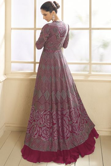 Diksha Singh Trendy Georgette Fabric Pink Color Lehenga With Long Koti