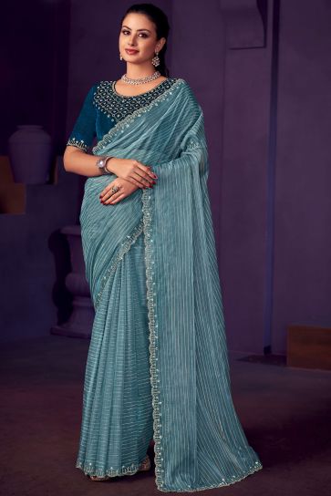 Amai Saree Blouse Set - Turquoise Blue