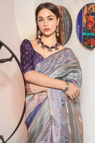 Delicate Multi Color Organza Fabric Printed Festival Wear Saree