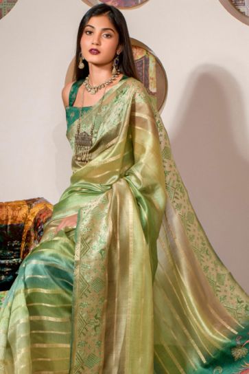 Multi Color Glamorous Organza Fabric Printed Festival Wear Saree
