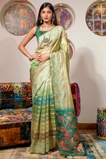 Multi Color Glamorous Organza Fabric Printed Festival Wear Saree