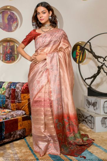 Multi Color Graceful Organza Fabric Printed Festival Wear Saree
