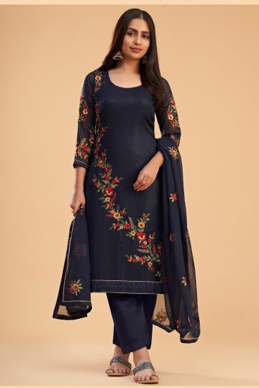 Navy Blue Color Georgette Function Look Awesome Salwar Suit