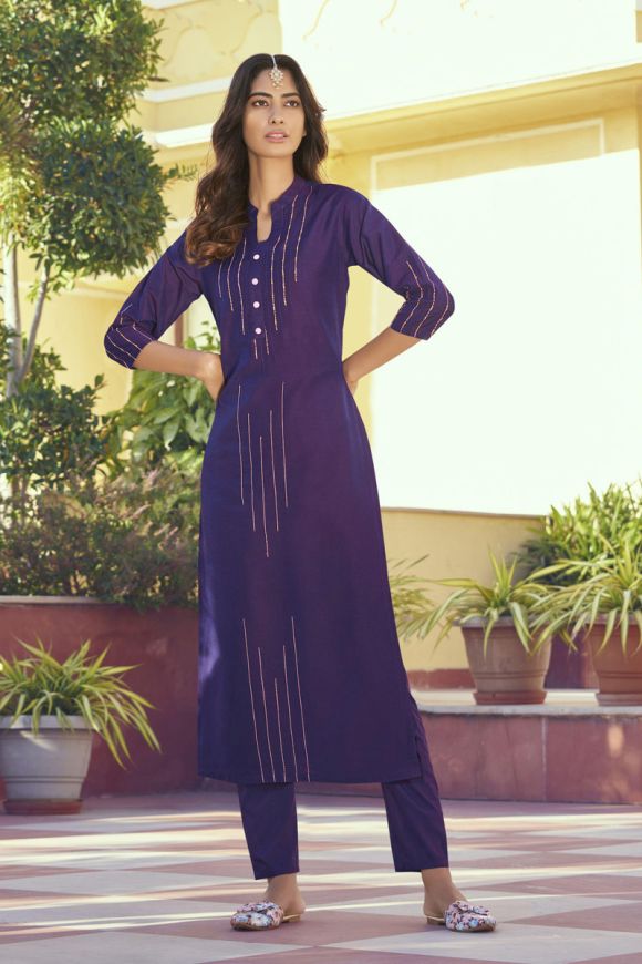 Cotton Leheriya purple straight kurti at Rs 695 in Jaipur | ID:  2851939973862
