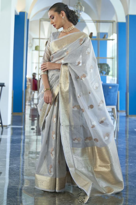 Organza Saree With Matching Brocade Custom Stitched Blouse Available in  Custom Colors - Etsy Denmark