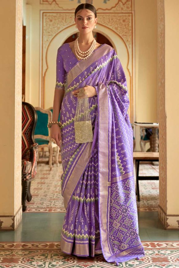 Beguiling Lavender Color Art Silk Printed Saree