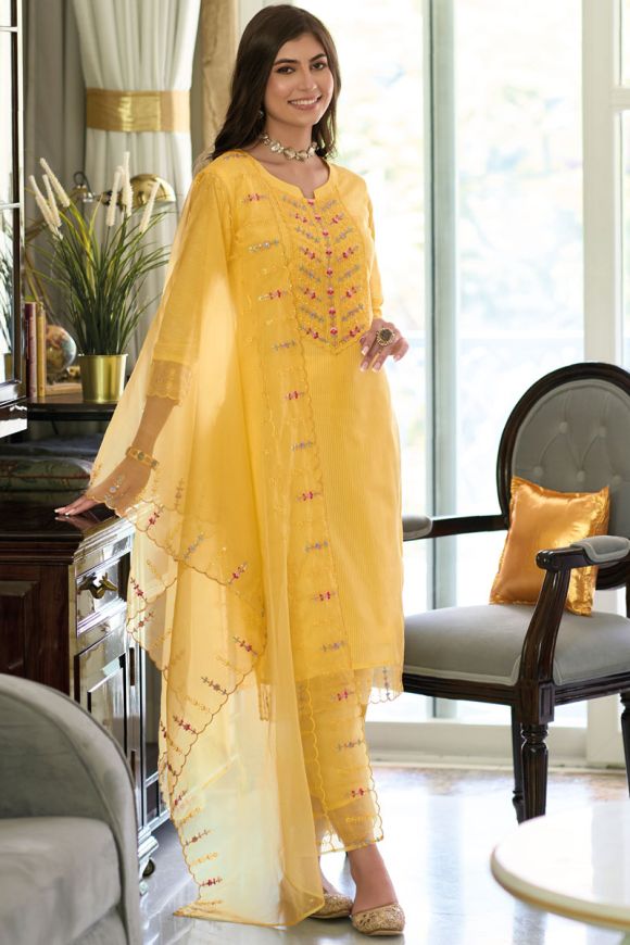Designer Yellow Color Silk Salwar Suit Designs – TheDesignerSaree