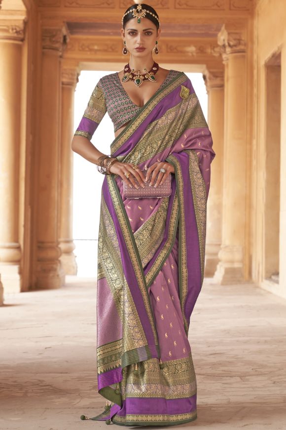 Purple Coloured Soft Silk Jacquard work with Beautiful Rich Pallu Wome –  Royskart