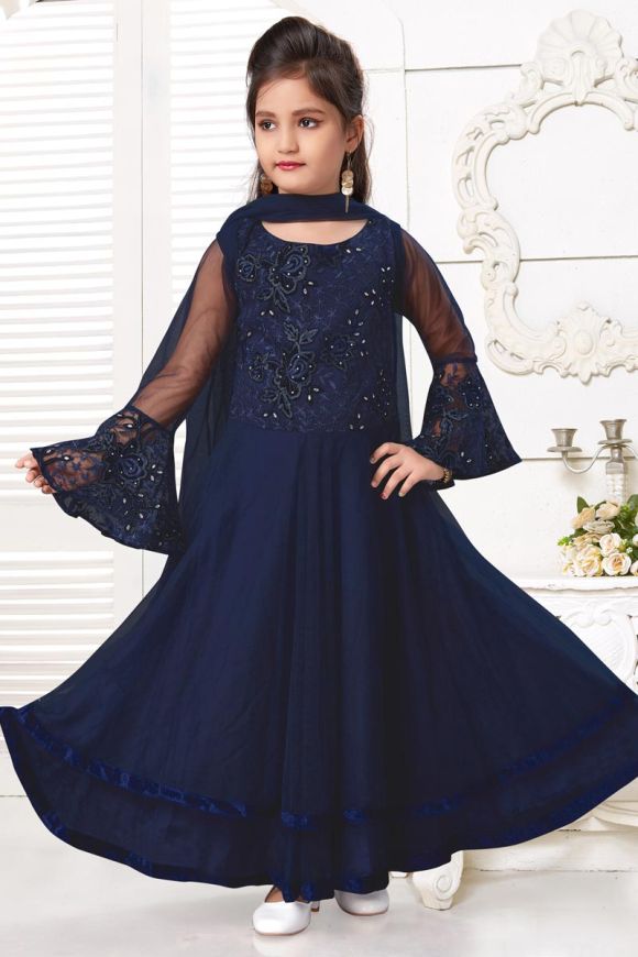 Blue colour x lady printed maxy gown - Khwaissh