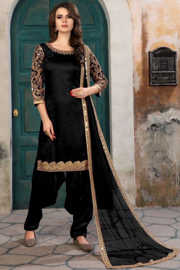 Trendy Fashion Black Patiala Suit with Sequins LSTV115292