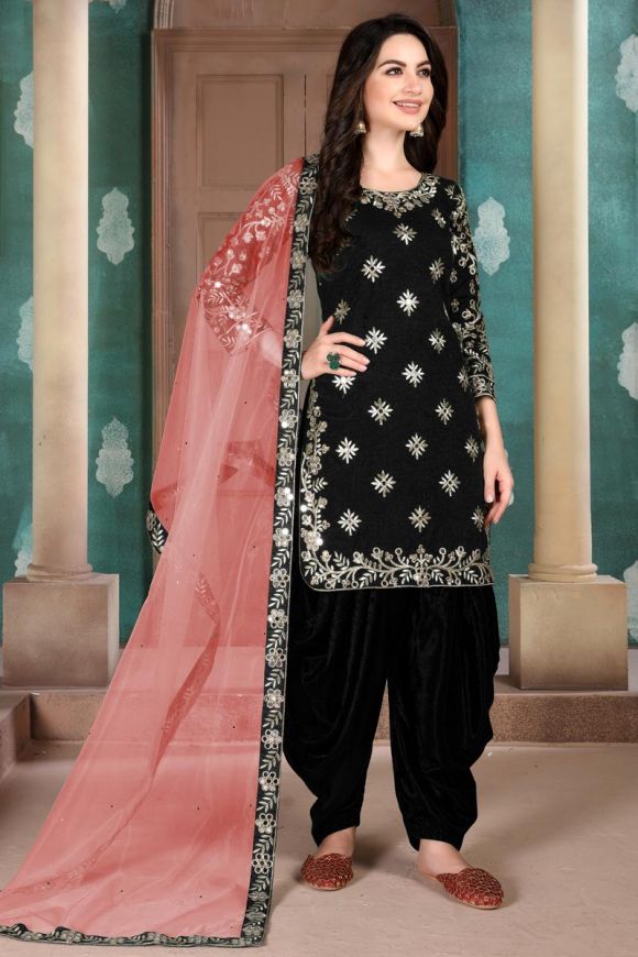 Indian Designer Salwar Kameez Stylish Embroidered Art Silk Punjabi Patiala  Suit | eBay