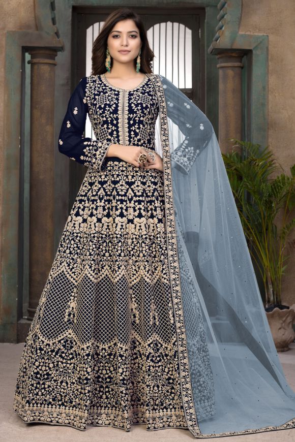 Net Fancy Designer Anarkali Suit, mix at Rs 2295 in Surat | ID: 26288026255