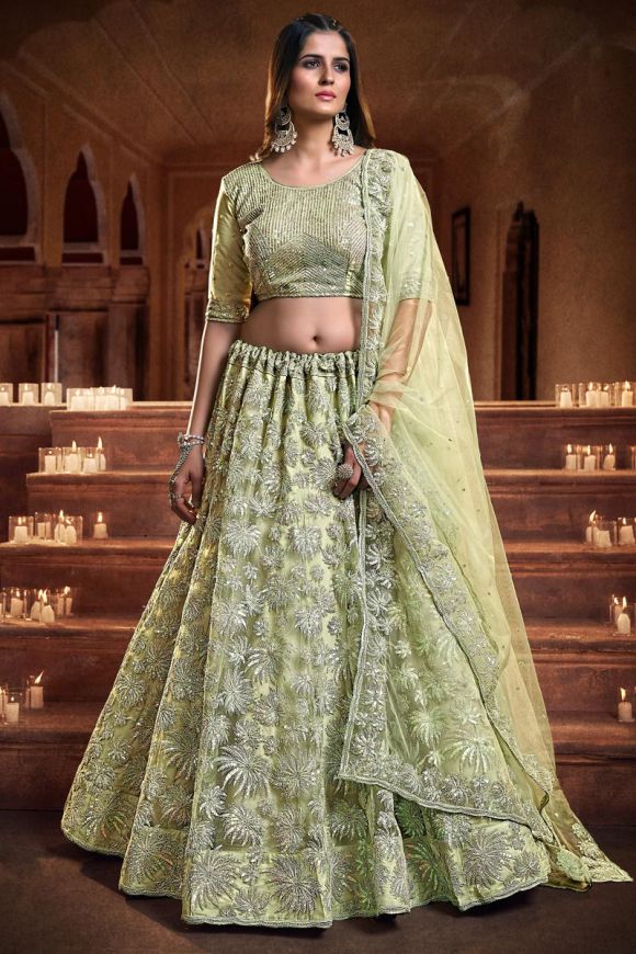 Sea Green colored Beautifully designed Lehenga Set - Buy