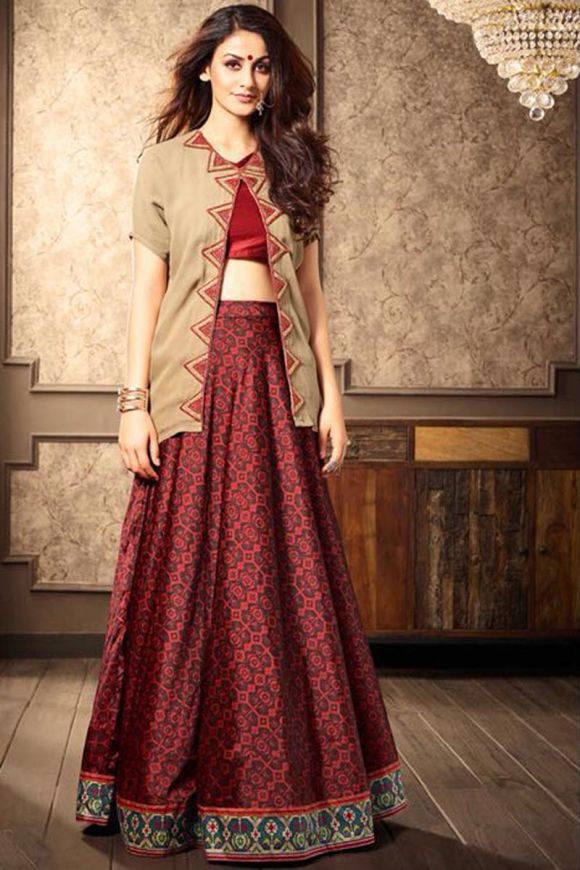 Hand Embroidered Raw Silk Crop Top Brocade Kalidar Lehenga - Etsy | Crop  top outfits indian, Brocade skirt, Designer dresses indian