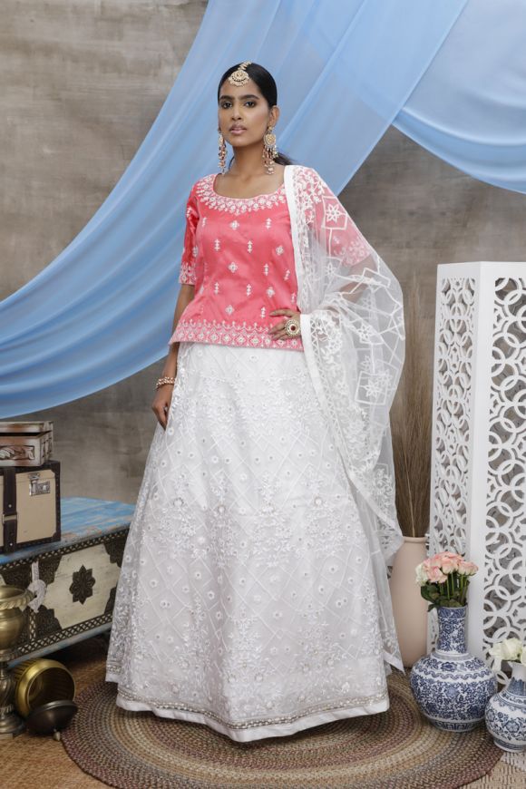 Delicate White Georgette Pleasing Lehenga Choli | Marriage Party Wear