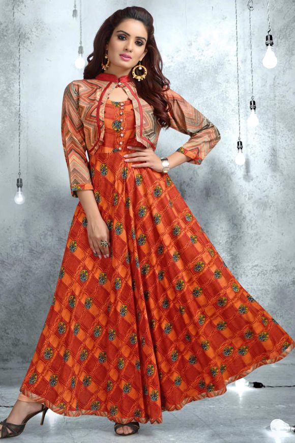 Vintage Collection » Lady View Fusion Georgette Prints Gown Style Kurti  Design 253 to 257 Series