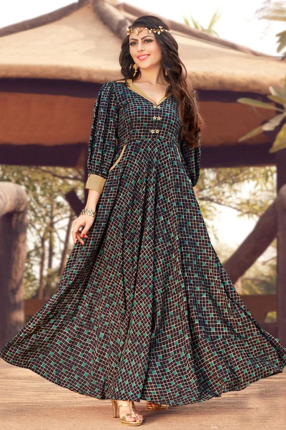 Gown Silk Purple Digital Print Gown – Kajols - Indian & Pakistani Fashion &  Tailoring