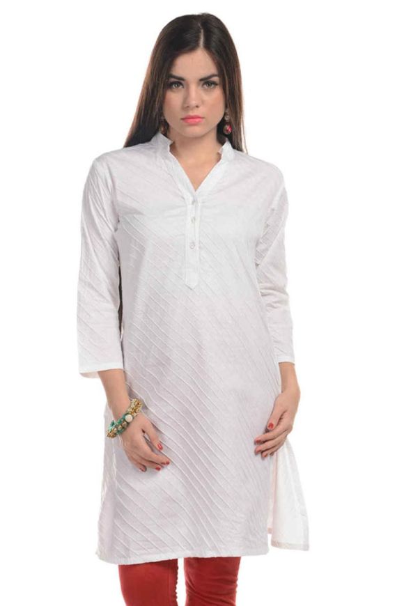 Buy White Plain Sangeet Salwar Kameez Online