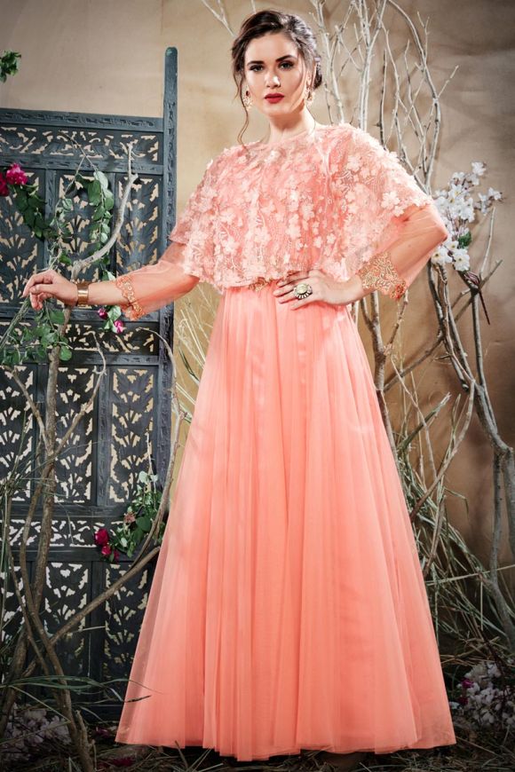 Self Design Ladies Net Gowns, Full Sleeve at Rs 3930 in Surat | ID:  26316212212