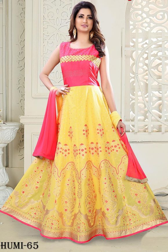 Buy Aura Women and Girls Traditional Ethnic Anarkali Full Length Semi  Stitch Embroidery Work Designer Pure Georgette Gown (Light Green) at  Amazon.in
