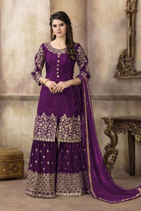 Extremely Beautiful Purple Dress Design| Purple Pakistani Dresses| Purple  Colour Combination|… | Different color dress, Party wear dresses, Pakistani  dresses casual