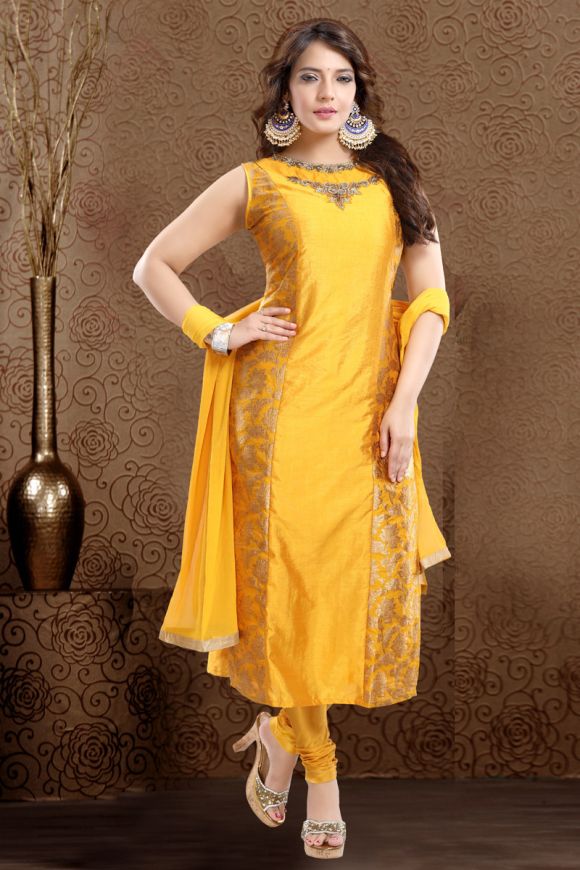 Amazing Golden Color Dress Material at Rs 999 | Saroli | Surat | ID:  10659122130
