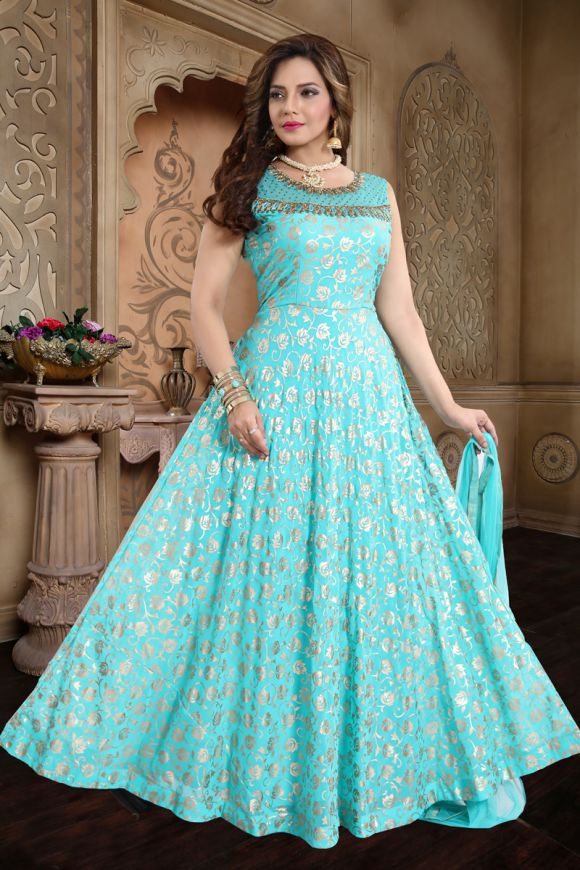 Buy Sky Blue Cotton Short Dress Online - Label Ritu Kumar India Store View